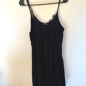 Witchy Gothic Fairycore Black Button-Down Midi Dress Size US 8 UK 12 EU 40